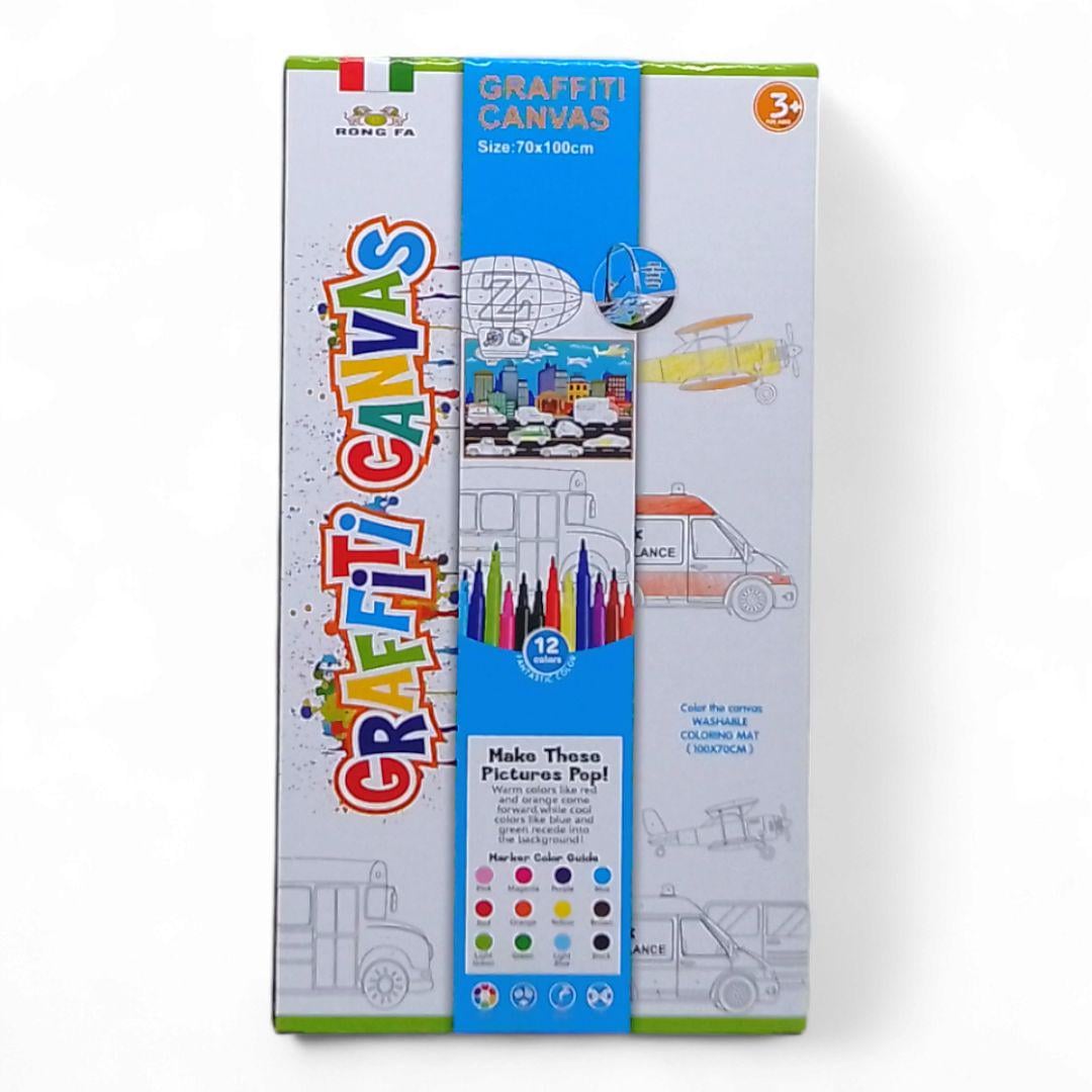 Килимок для малювання Grafiti canvas з 12 фломастерами (240087) Килимок для малювання Grafiti canvas з 12 фломастерами (240087)