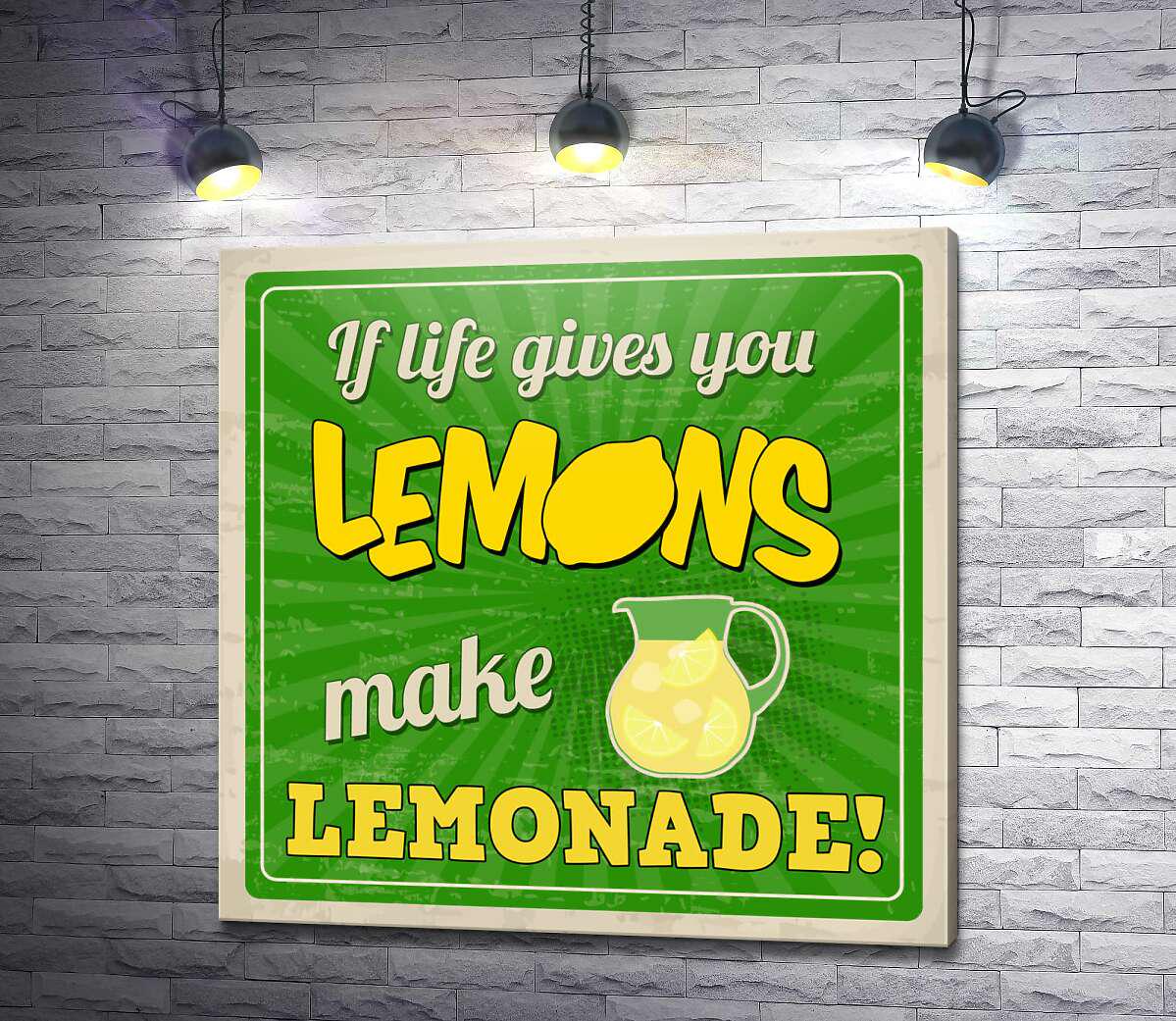 Картина ArtPoster Мотивационная надпись "If life gives you lemons make lemonade!" 130x130 см Модуль №1 (004508)