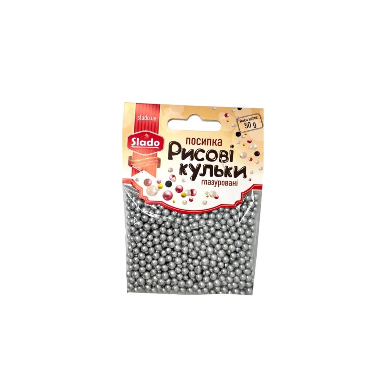 Посыпка кондитерская рисовая Slado 50 г Серебряный (2110925479)