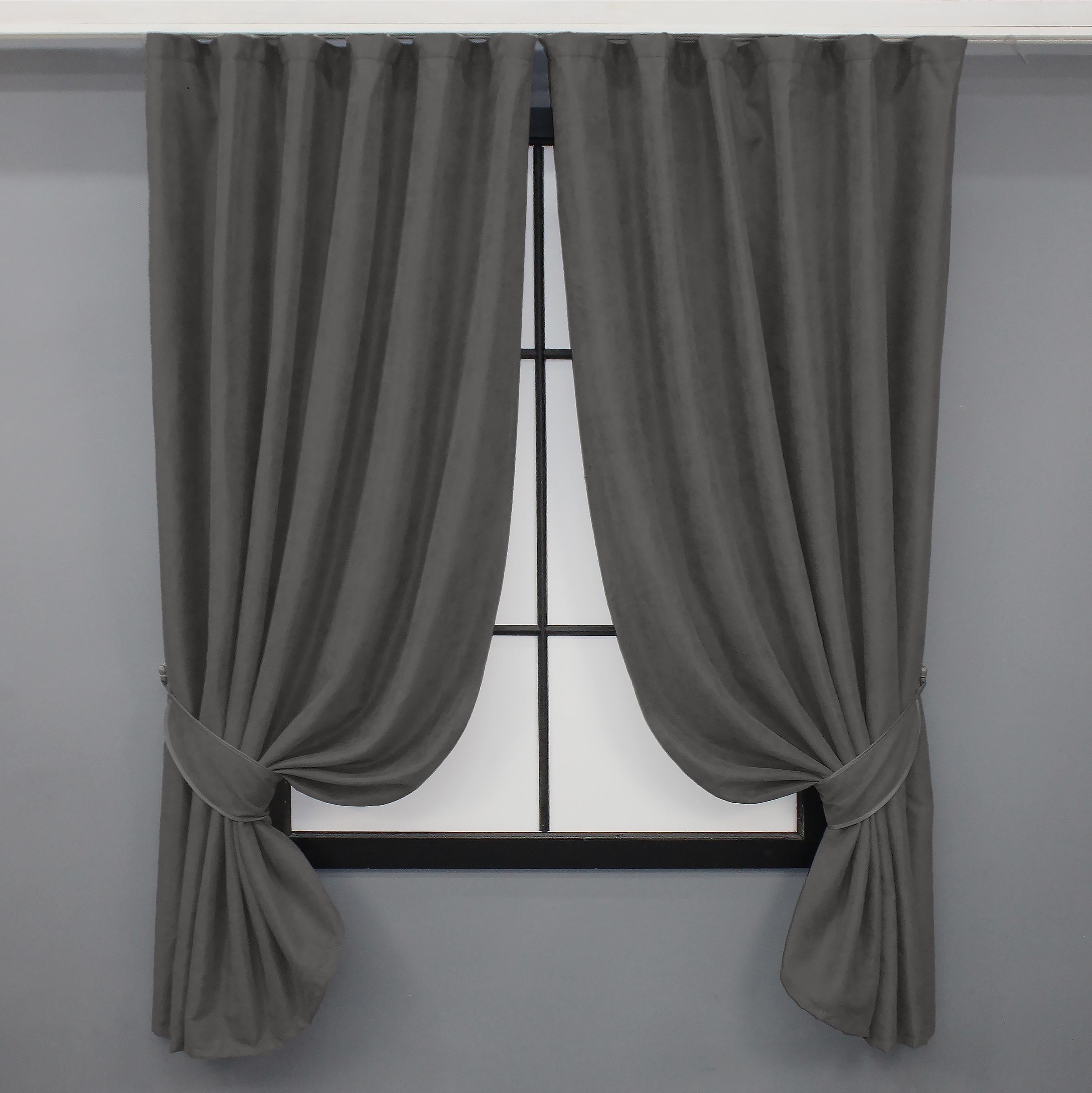 Комплект коротких штор VR-Textil микровелюр Petek №1484ш 130х170 см 2 шт. Серый (35-0218)