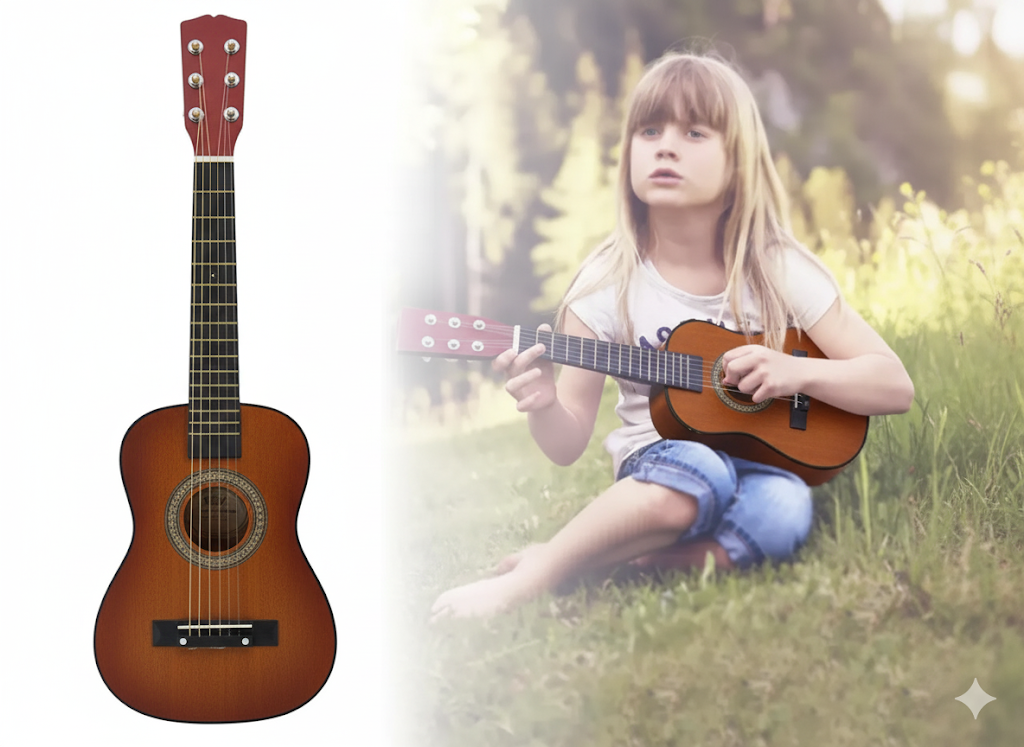 Гитара деревянная шестиструнная детская игровая 58 см (11298207) - фото 2 Гитара деревянная шестиструнная детская игровая 58 см (11298207) - фото 2