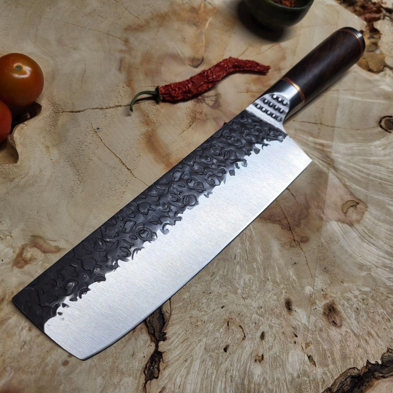 Кухонный нож шефа Накири с ручкой из эбенового дерева в подарочной упаковке 18 см