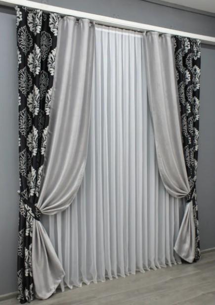 Комплект штор блекаут/софт 1,4х2,7 м 2 шт. Черный/Светло-серый (014дк/1273шА-981ш) - фото 3 Комплект штор блекаут/софт 1,4х2,7 м 2 шт. Черный/Светло-серый (014дк/1273шА-981ш) - фото 3