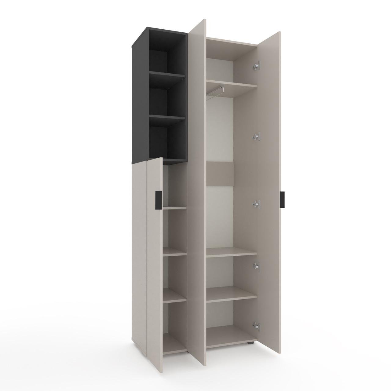 Шафа Metkas Home A003L ЛДСП 900x420x2300 мм Кашемір/Антрацитовий