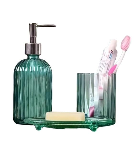 Набір для ванної кімнати Retro з 3-х предметів скло Green (128074) Набір для ванної кімнати Retro з 3-х предметів скло Green (128074)