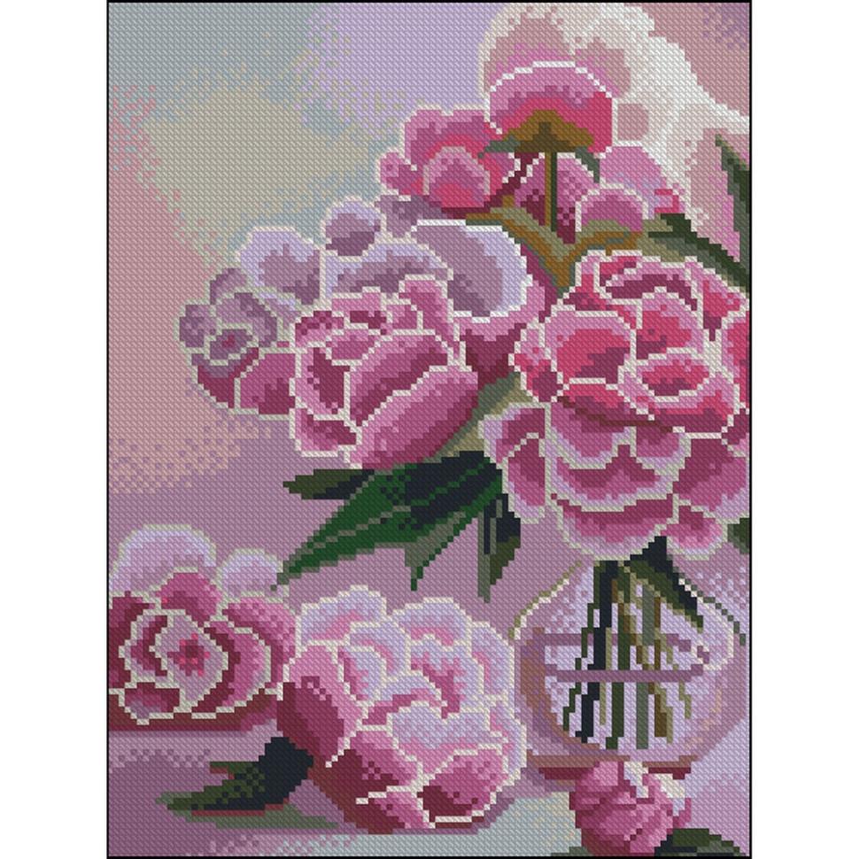 Алмазна мозаїка Strateg Рожеві півонії 30х40 см Різнокольоровий (VM-127-A-450)