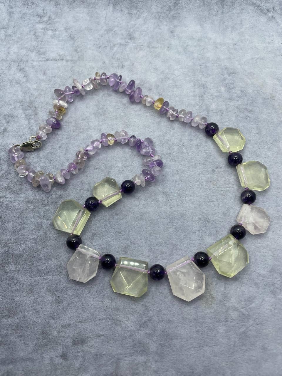 Бусы аметист цитрин 50 см Фиолетовый (1004)