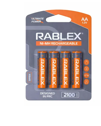 Батарейки акумулятор RABLEX AA R6 2100 mAh 4 шт. Батарейки акумулятор RABLEX AA R6 2100 mAh 4 шт.