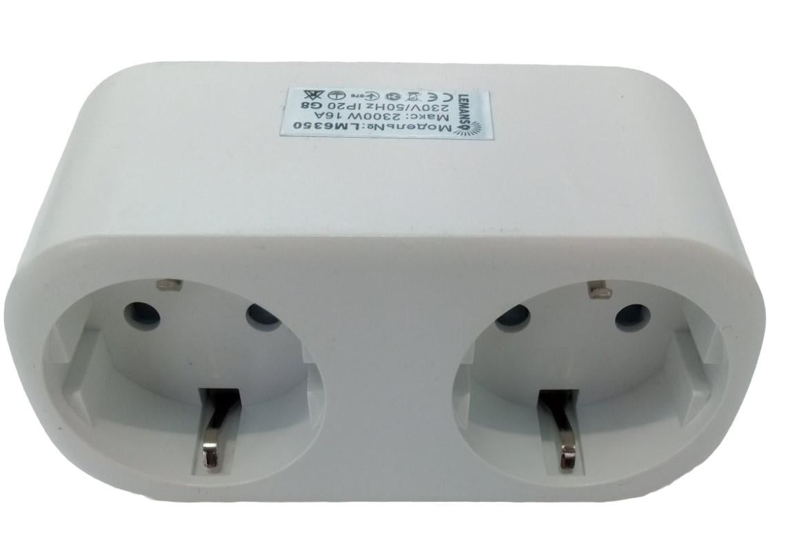 Двойник с заземлением Lemanso LM6350 16A с WI-FI встроенный энергометр (lm6350)