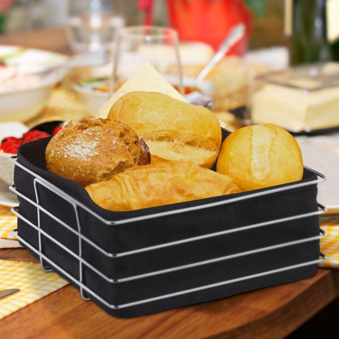 Корзина для хлеба сервировочная Relaxdays нержавеющая сталь и лен стильный дизайн 105x23 см - фото 2