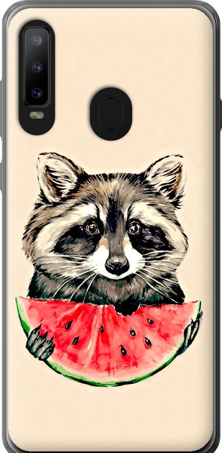 Чехол на Samsung Galaxy A8S Енотик с арбузом (4605u-1636-42517)