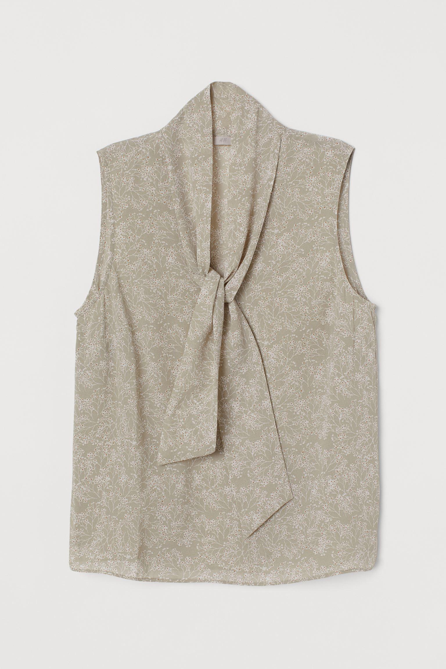 Блуза H&M Цветы р. 34 Бледно-зеленый (28078928571)