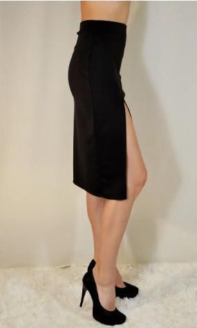 Юбка-карандаш женская по колено трикотажная с разрезом на ноге однотонная р. 56 Черный (2202748127) - фото 3 Юбка-карандаш женская по колено трикотажная с разрезом на ноге однотонная р. 56 Черный (2202748127) - фото 3