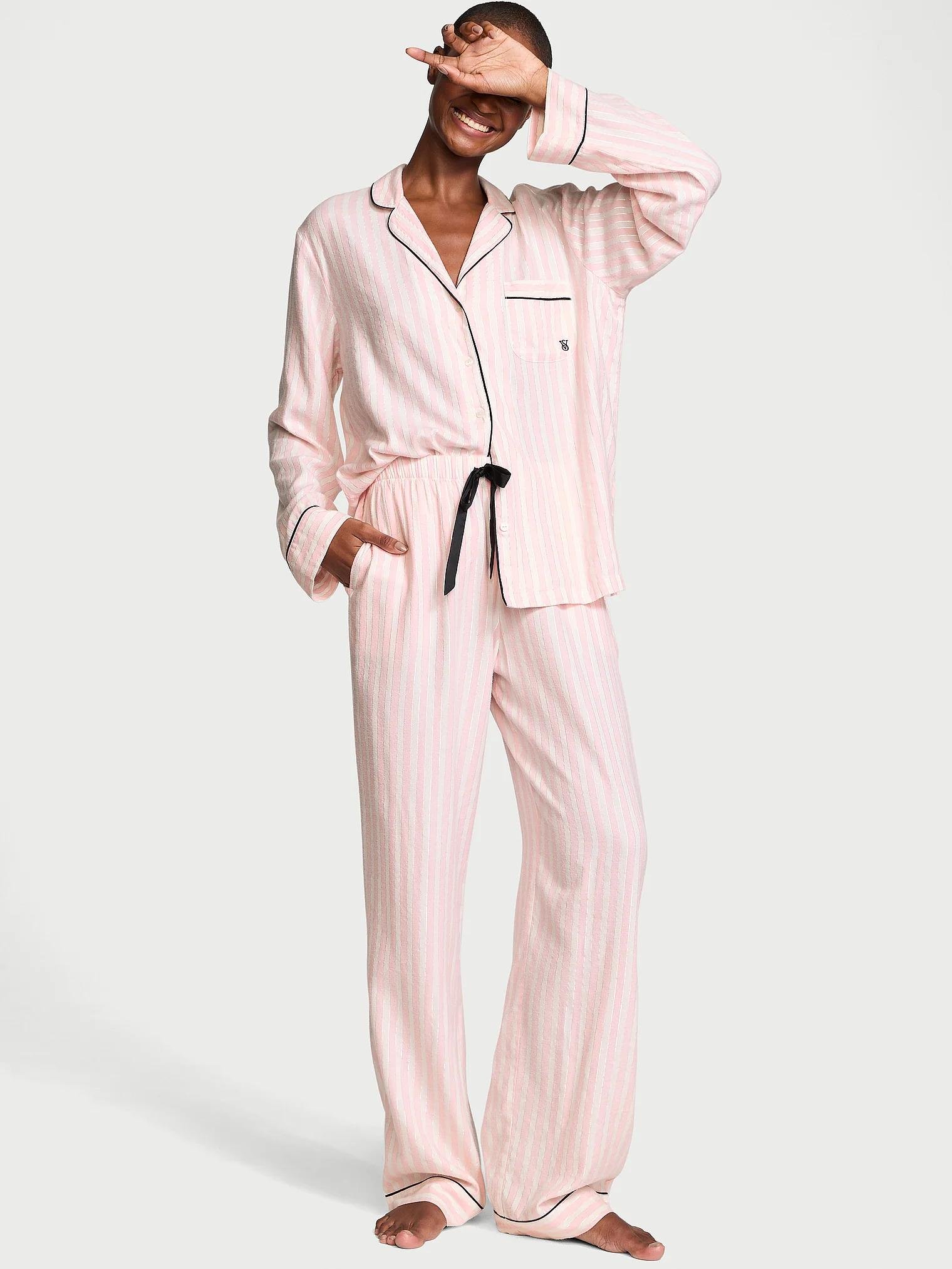 Пижама фланелевая Victoriaʼs Secret Flannel Regular Pajama Set M Regular Розовый (VS-028)