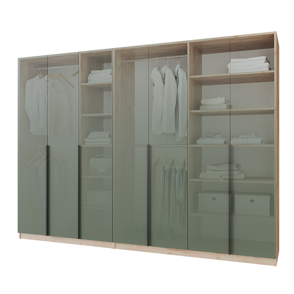 Шафа розпашна Меблітренд Чиназес Чи-2800 2800х500х2050 мм Дуб крафт золотий/Зелений димчастий (27287385) - фото 3 Шафа розпашна Меблітренд Чиназес Чи-2800 2800х500х2050 мм Дуб крафт золотий/Зелений димчастий (27287385) - фото 3