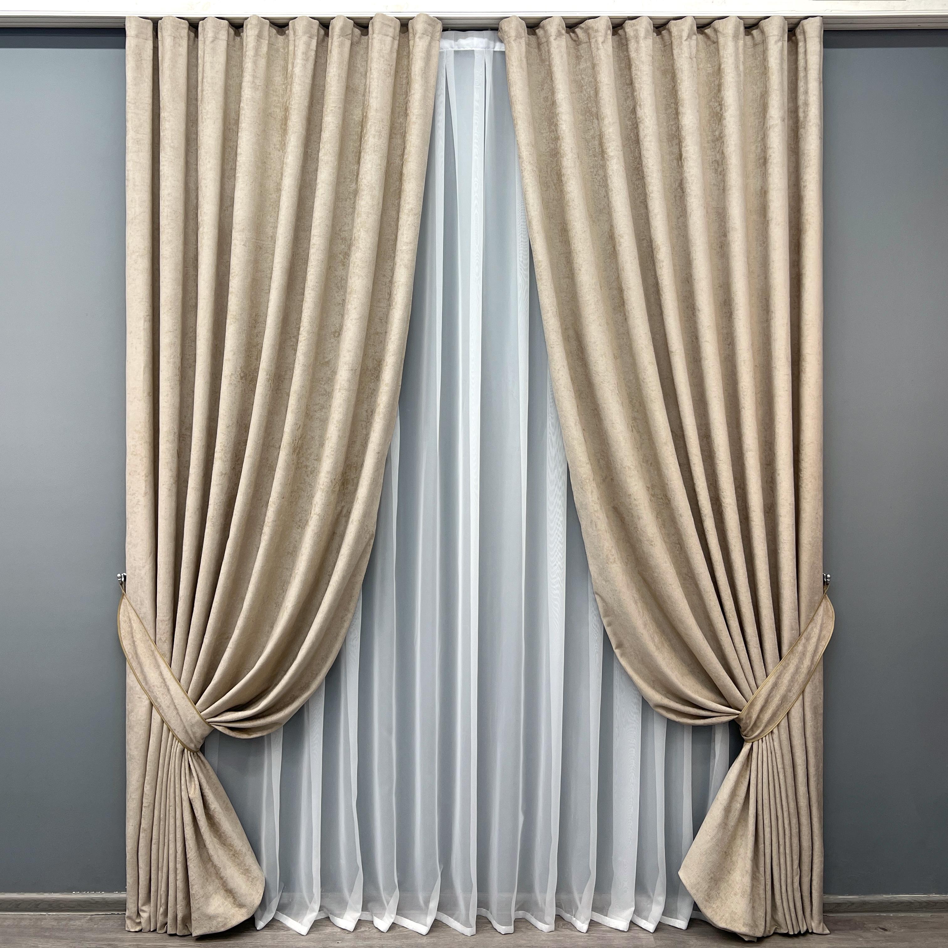 Комплект готовых штор VR-Textil Шенилл VELMIRA Rich №1926ш 200х290 см 2 шт. Бежевый (32-348)