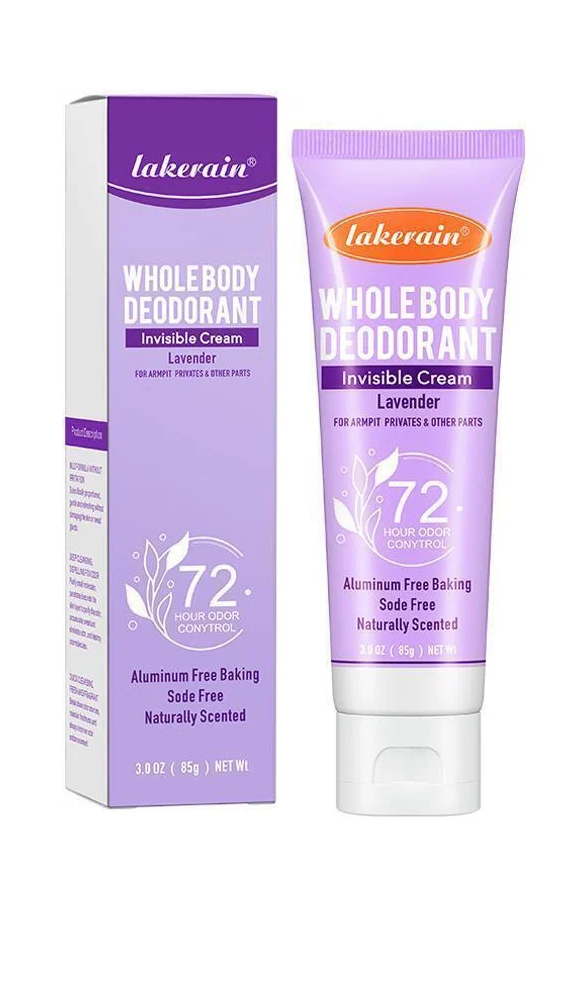 Дезодорант део-крем антиперспирант Lakerain WHOLE BODY DEODORANT Invisible Cream 72 HOUR ODOR CONYTROL лаванда 85 мл (0210105)