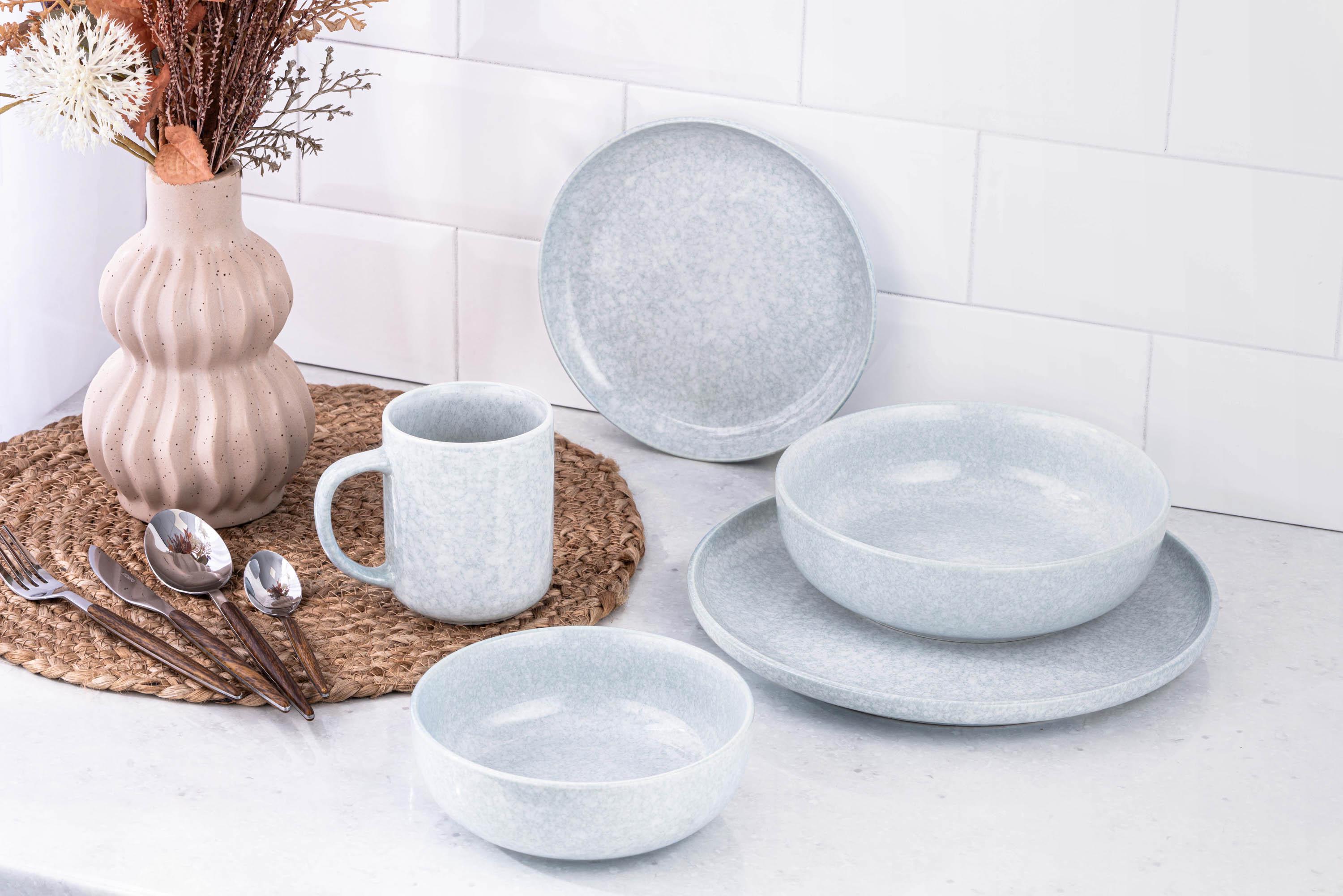 Набор посуды для двух персон Ardesto Loreto 10 предметов фарфор Темно-серый/Серо-голубой мраморный - фото 14