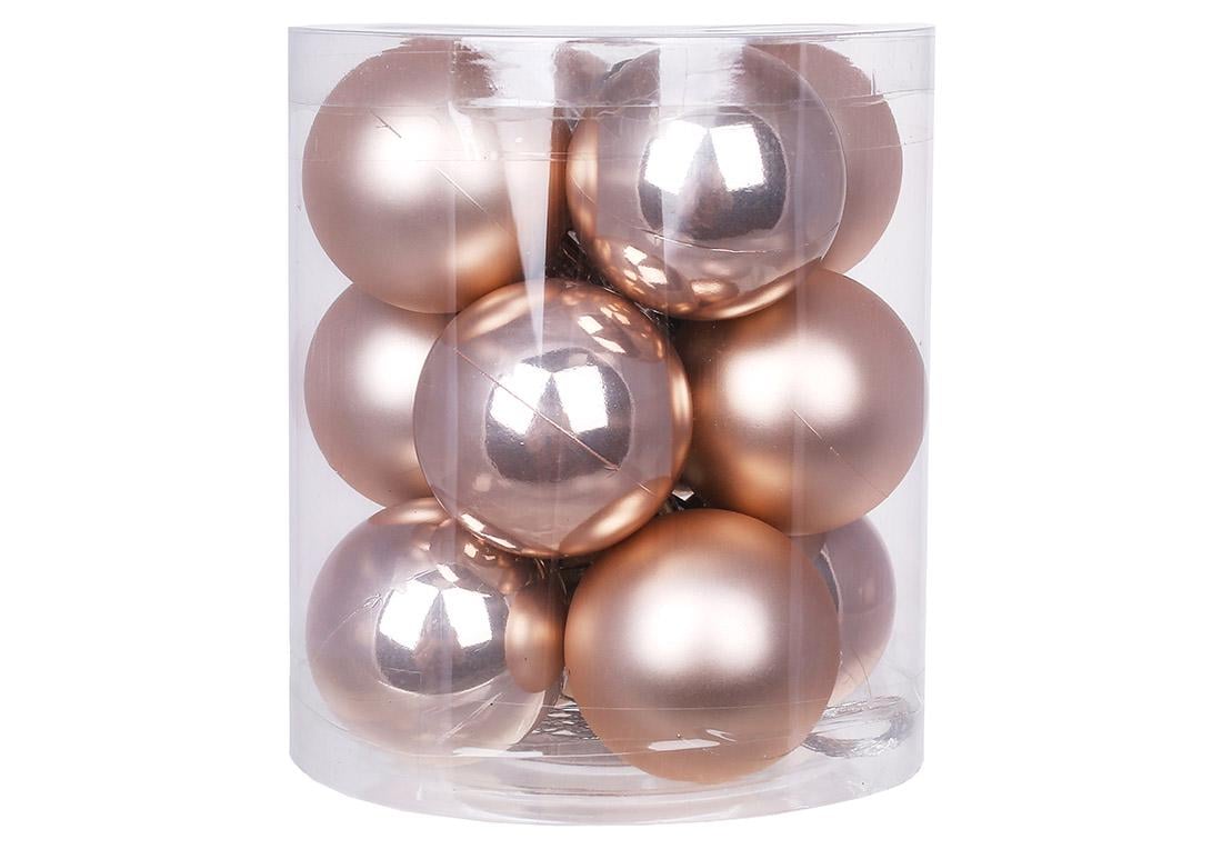 Набор елочных шаров 12 шт. Пудровый (47/194)