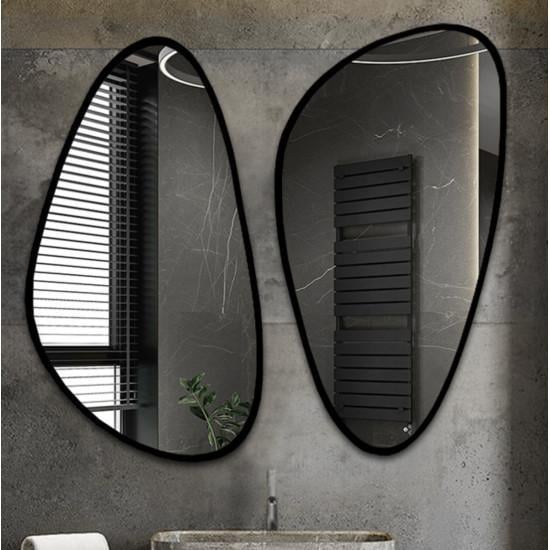 Композиция из двух зеркал Grool необычной формы в черной раме из МДФ 150x131 см