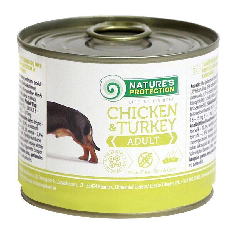 Корм влажный для собак Nature's Protection Chicken&Turkey 200 г
