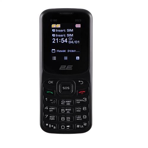 Мобільний телефон 2E E180 2023 1.77" 2хSIM 1000 mAh Чорний (584182)