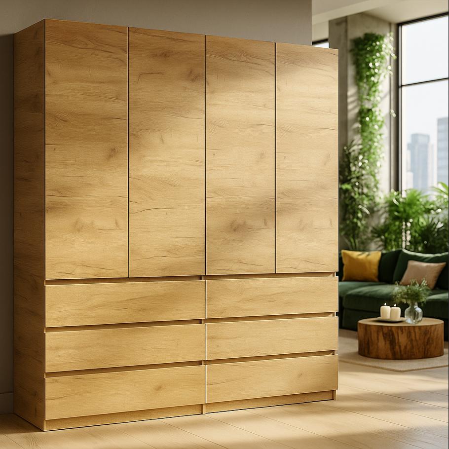 Шкаф с полками Мастер Форм Брайт 1800х520х2000 мм Дуб крафт золотой (31826)