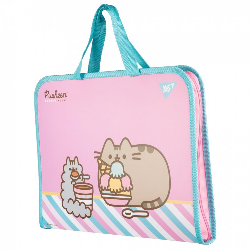 Папка-портфель YES Pusheen Stormy 492238 В4 на молнії з тканевими ручками (15457091) - фото 2