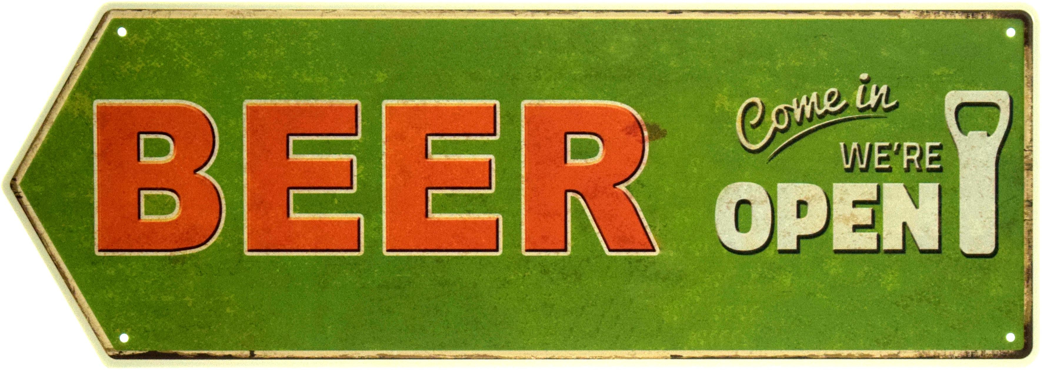 Табличка металлическая "Beer: Come In We're Open" 16x45 см (ms-104630)