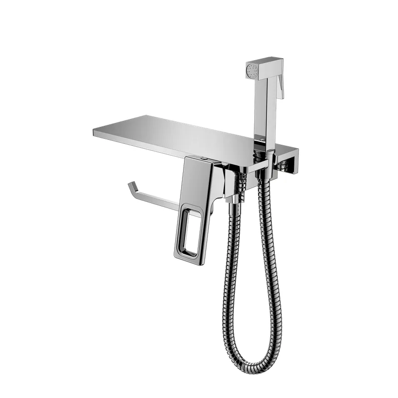 Смеситель KOER KB-25009-01 с гигиеническим душем и держателем для полотенца Хром (KR5993)