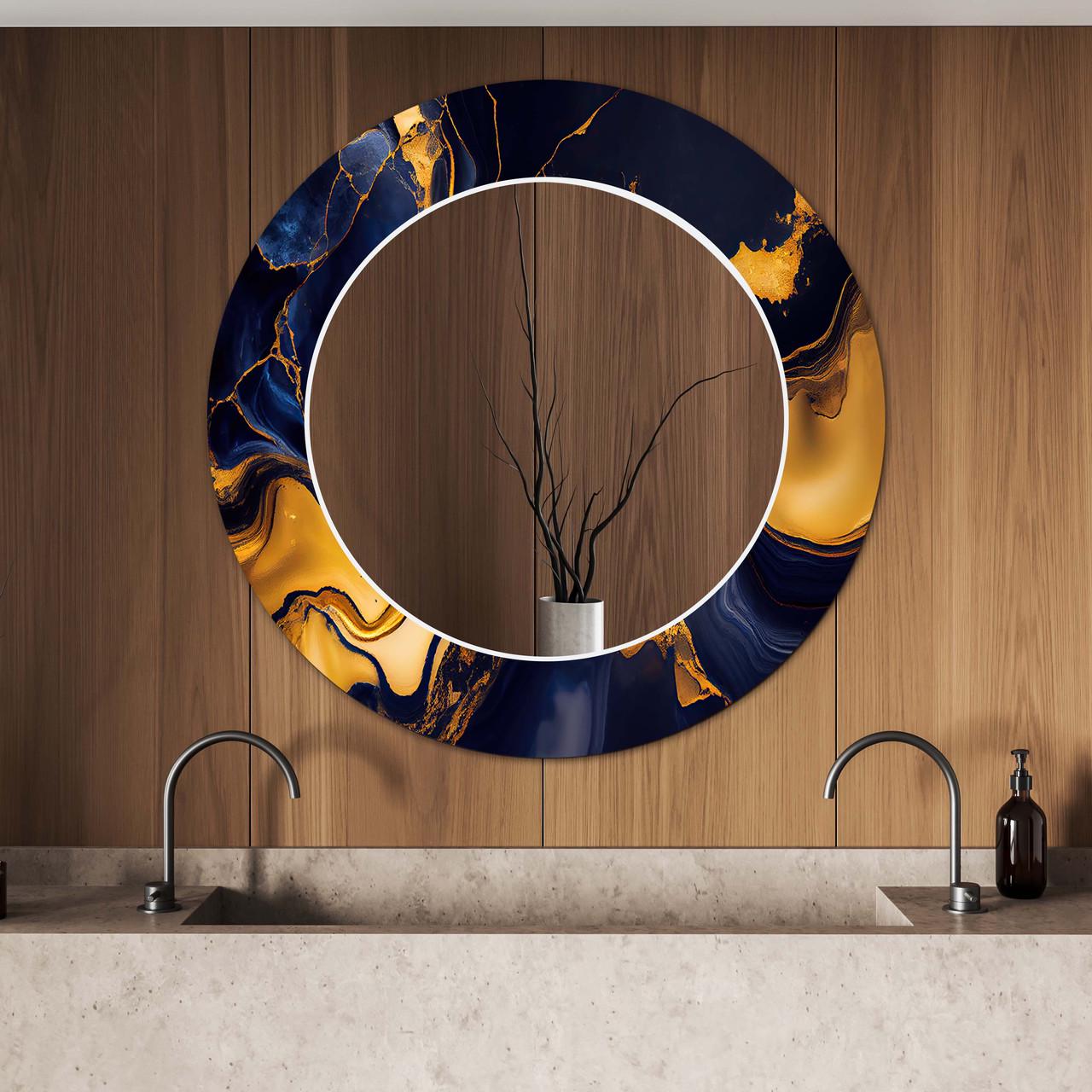 Зеркало на стену NovellaPrint с рисунком мрамора круглое 60 см (2016.2)