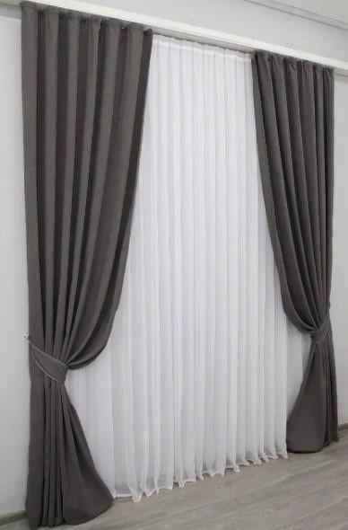 Штори в вітальню/спальню SPARTA мікровелюр 1,5х2,85 м 2 шт. Темно-сірий (1092ш) - фото 3 Штори в вітальню/спальню SPARTA мікровелюр 1,5х2,85 м 2 шт. Темно-сірий (1092ш) - фото 3