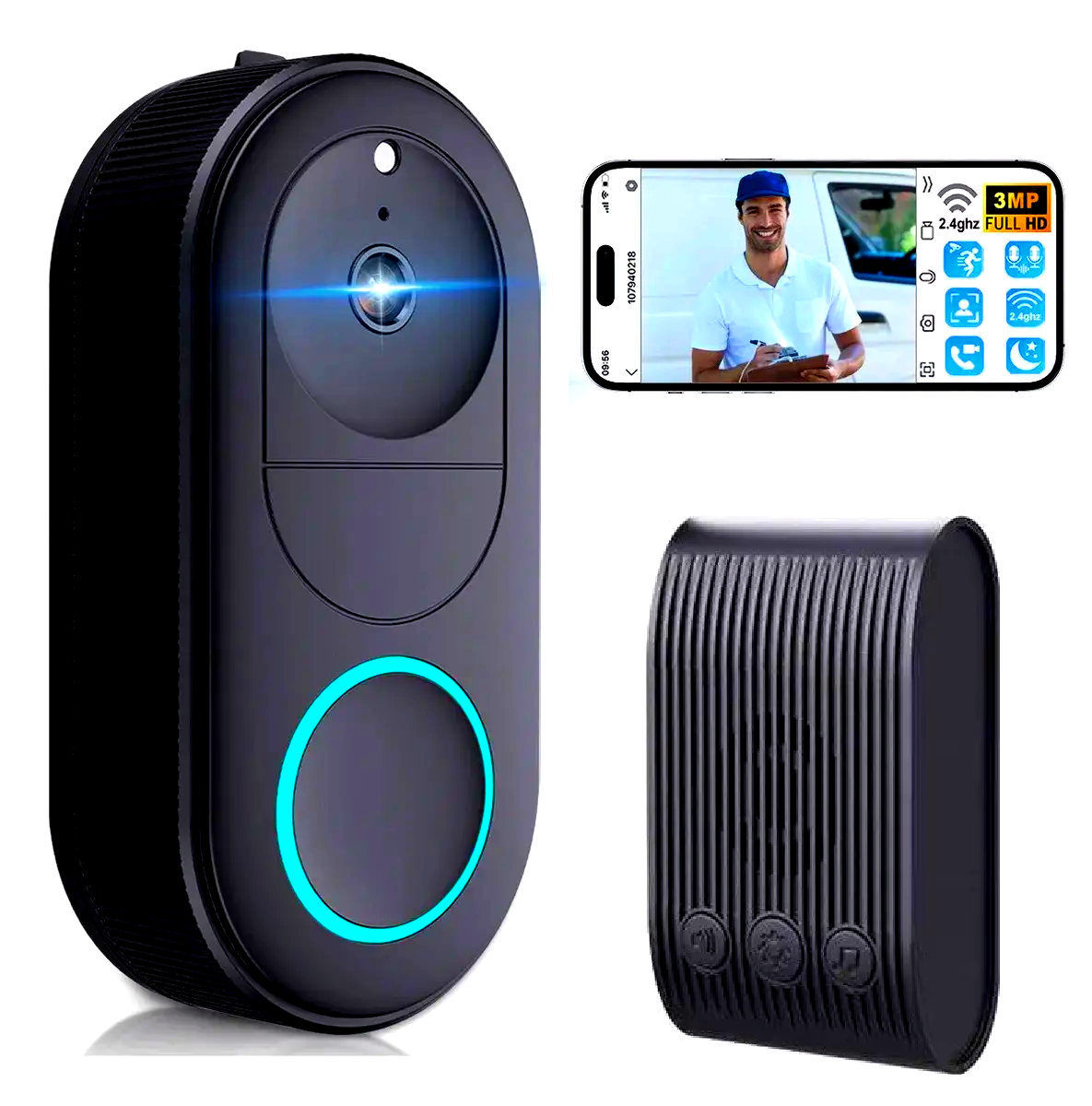 Домофон видеоглазок звонок Wi-Fi с удаленным доступом Smart Visual Doorbell QC-M01 (Linklemo app) - фото 2 Домофон видеоглазок звонок Wi-Fi с удаленным доступом Smart Visual Doorbell QC-M01 (Linklemo app) - фото 2
