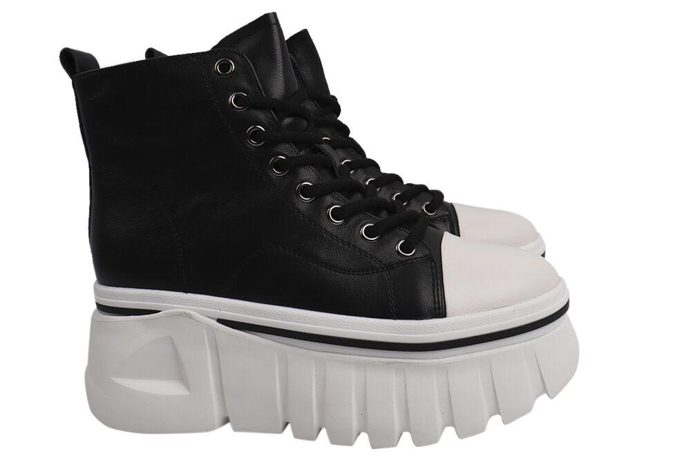 Ботинки женские Berkonty из кожи на платформе на шнуровке р. 38 Черный (340-21DHSPF)