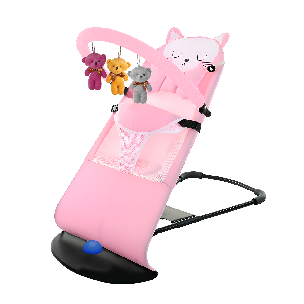 Дитячий шезлонг складний заколисуючий Рожевий (1752045155226) - фото 1