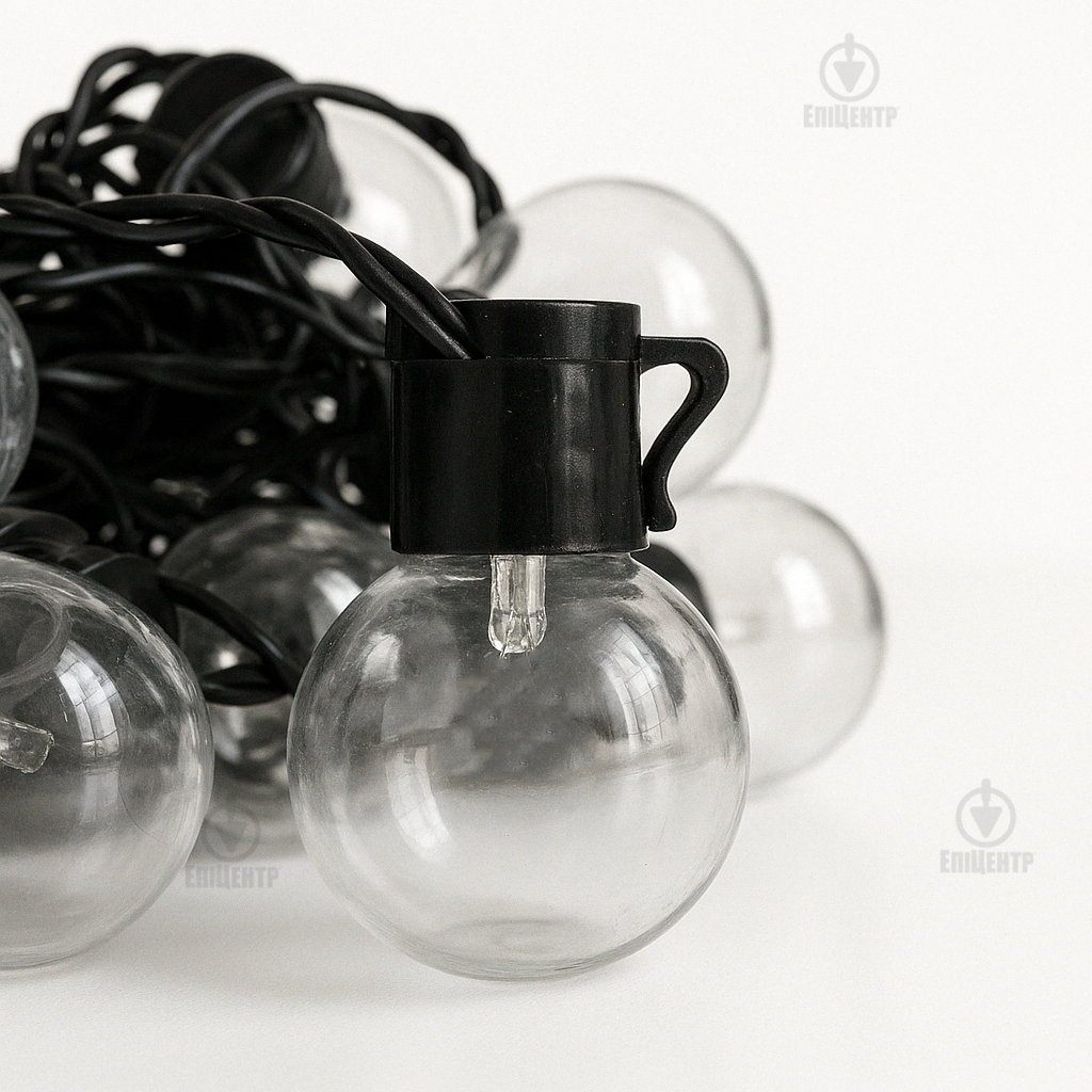 Гирлянда с прозрачными лампочками 220 V/10 м/40 LED последовательное подключение/теплый белый свет/для дома и улицы (700210) - фото 5