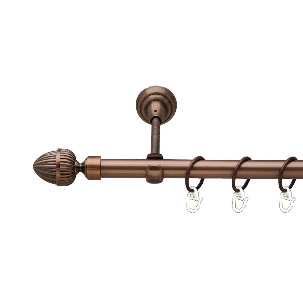 Карниз металлический Orvit Одеон однорядный открытый/гладкая труба/кольцо металлическое Медь 19 мм 240 см (00-00011727)