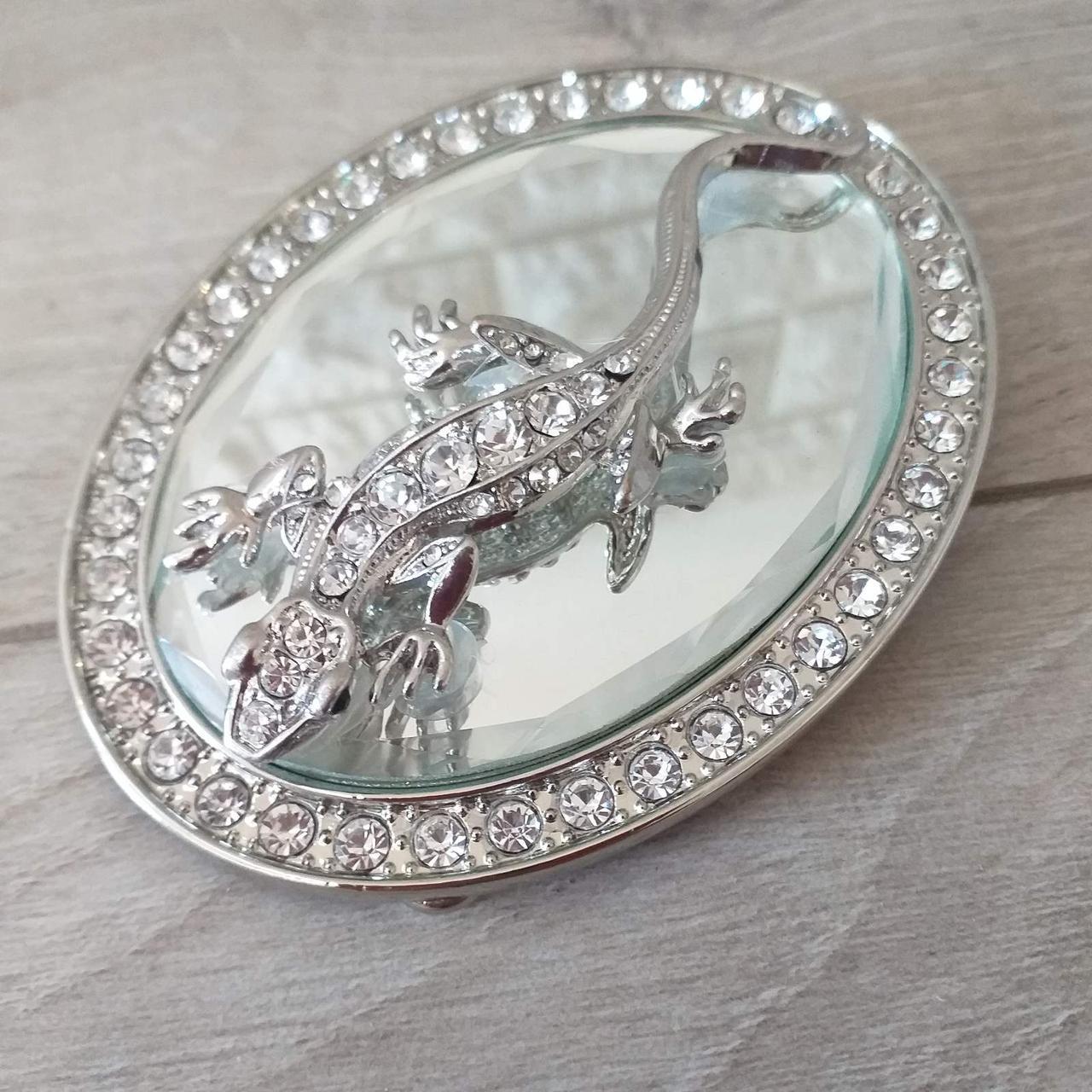 Пряжка овальна дзеркальна з Ящіркою для ременів завширшки до 40 мм Сріблястий (KG-9948)