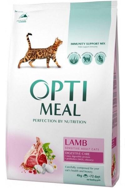 Сухий корм OptiMeal для кішок з чутливим травленням з ягнятком 4 кг