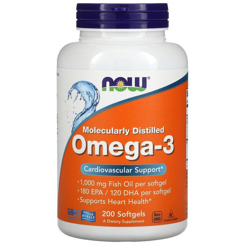 Жирные кислоты Now Foods Omega 3 200 капсул