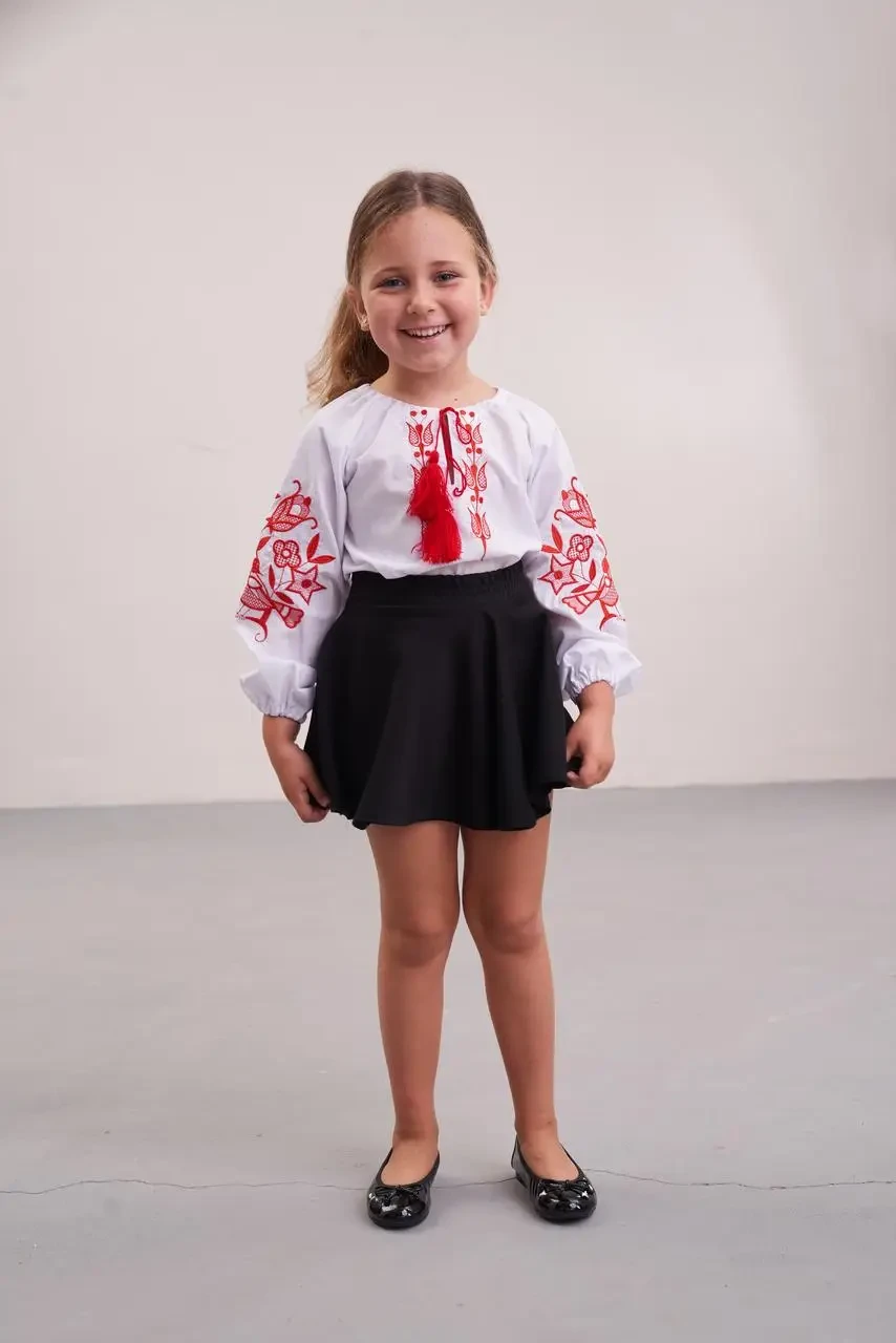 Вышиванка для девочки Птица в цветах 116 см (rd241) - фото 4 Вышиванка для девочки Птица в цветах 116 см (rd241) - фото 4