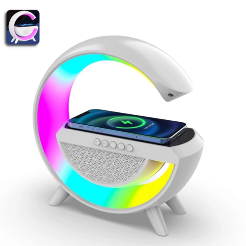 Нічник розумний RGB AS-K10 з бездротовою зарядкою для телефону Bluetooth колонкою і будильником 3в1 (10100) - фото 2