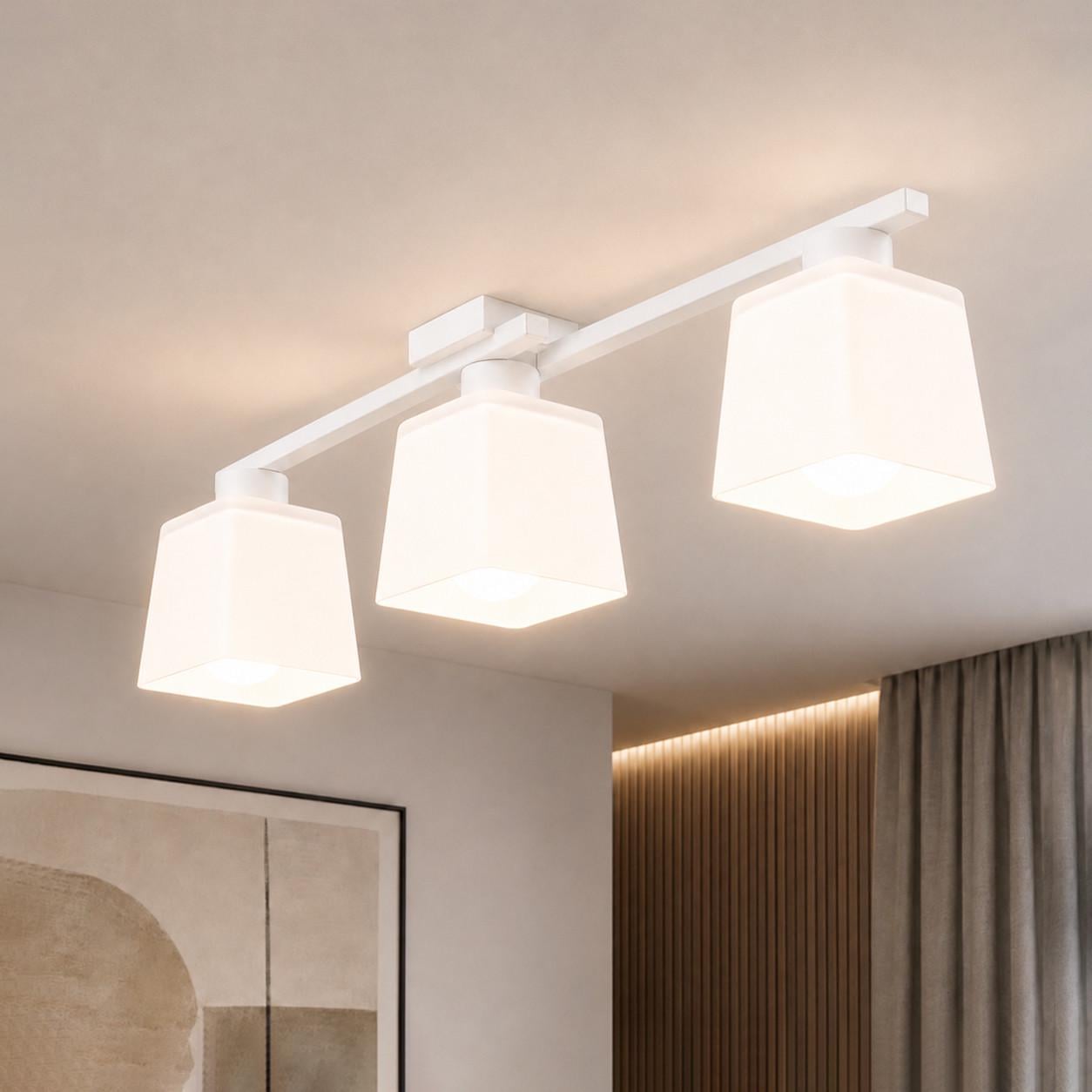 Люстра MSK ELECTRIC Dublin на три квадратных плафона под лампу Е27 Белый (NL 16610-3 WH)