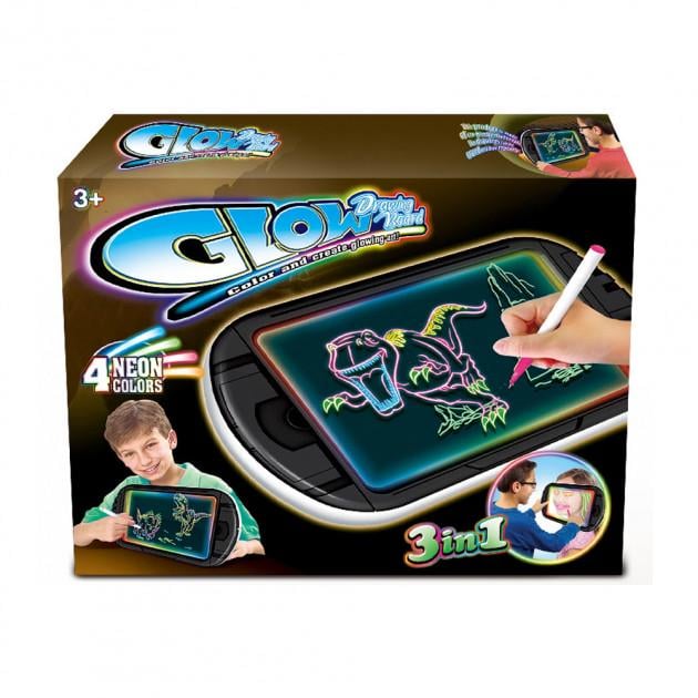 Набір для творчості YiMA TOYS Glow Drawing Board 3D дошка для малювання Динозаври 3в1 (SUN2849)