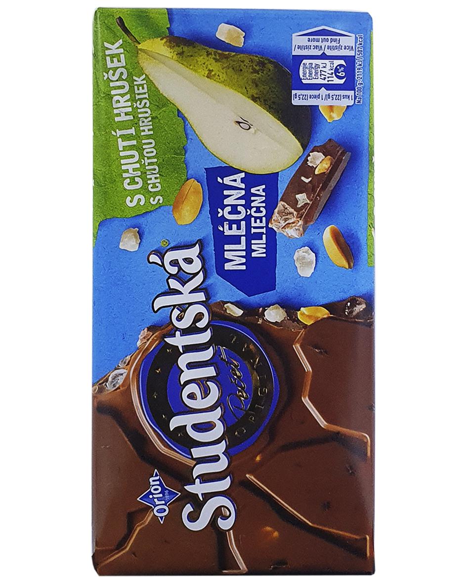 Шоколад Studentska Груша молочный с арахисом и грушевым желе 180 г (52388)