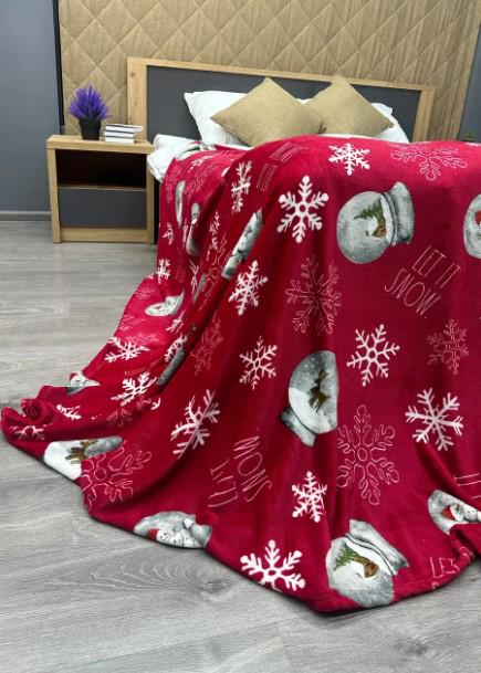 Покривало велсофт з різдвяним принтом Decorator WellSoft 150х210 см Червоний (87-173) - фото 5