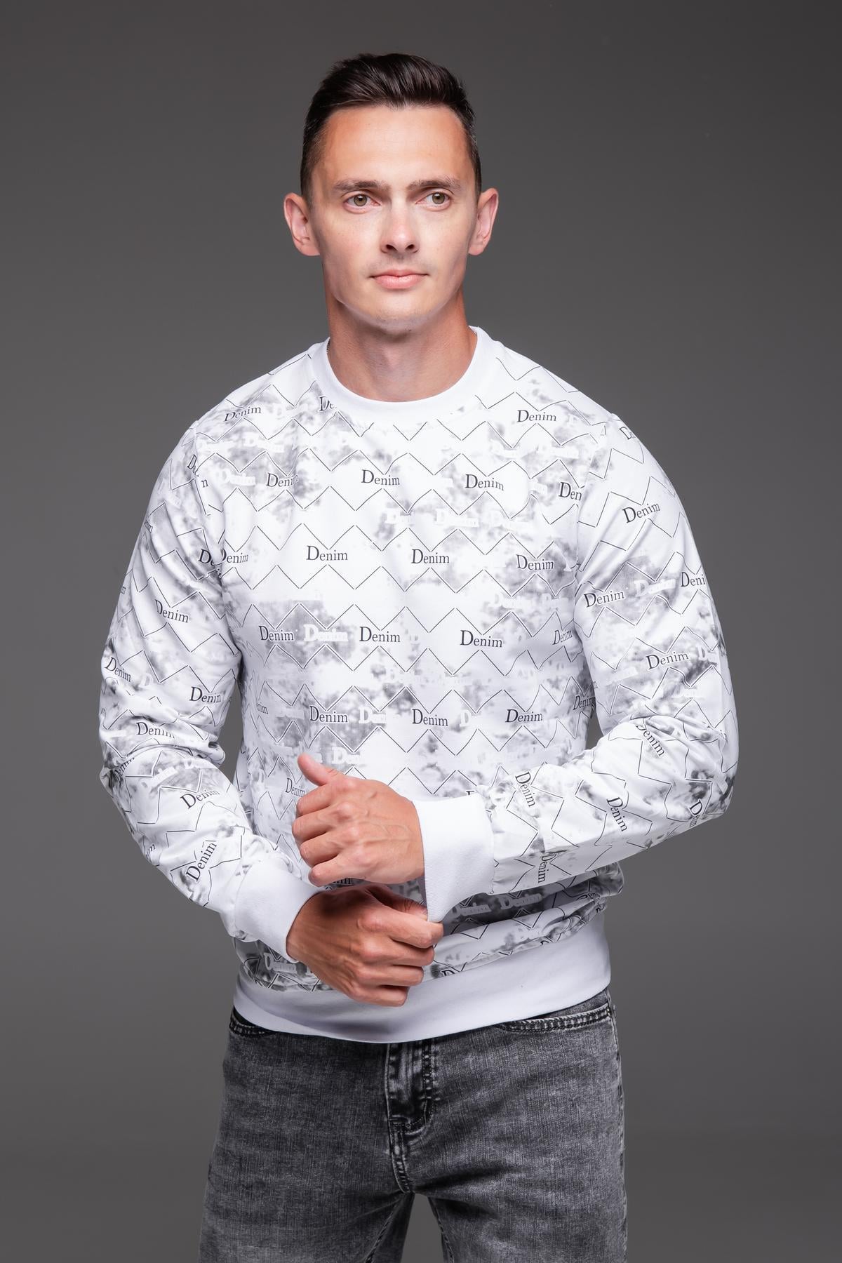 Кофта чоловіча Denim трикотажна демісезонна M Білий (2546/2/2)