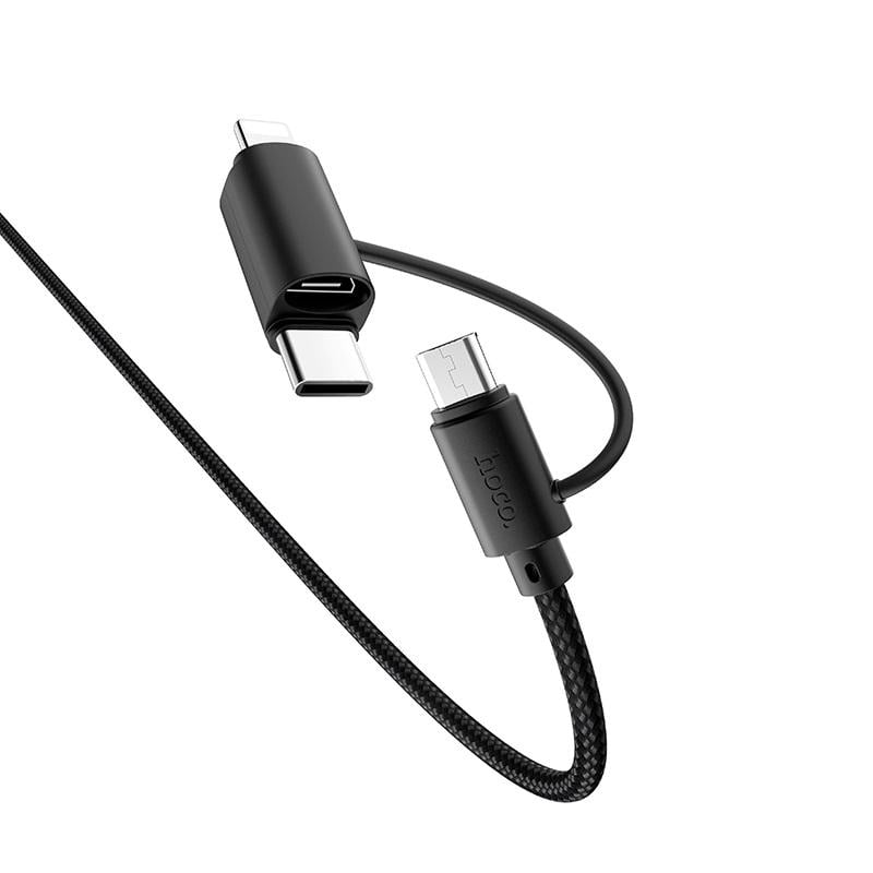 Дата-кабель HOCO Combo Lightning/Micro USB/Type-C Multi-Way X41 |1m, 2.4A| black