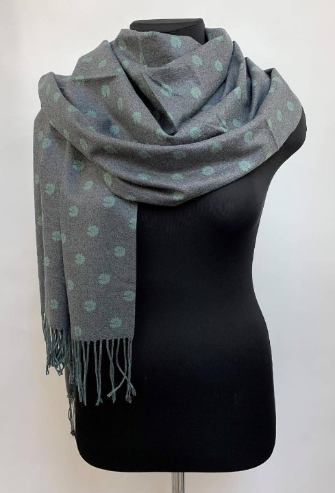 Шарф кашемировый Ромашка двусторонний Изумрудный (ШарфКаш12)