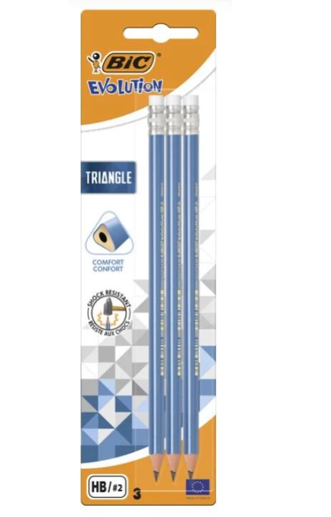 Олівець тригранний BIC Еvolution Triangle HB з гумкою 3 шт. (2700700119) Олівець тригранний BIC Еvolution Triangle HB з гумкою 3 шт. (2700700119)